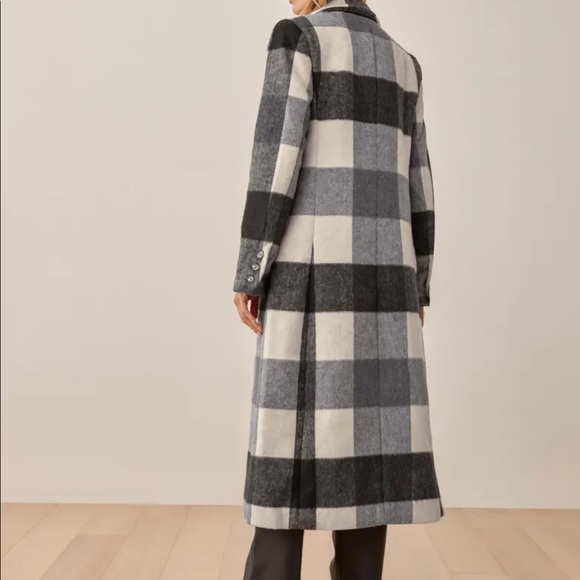 Reformation York Coat in Light Grey Plaid - Picture 2 of 7